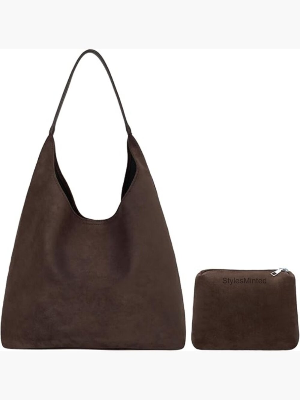 Faux Suede Hobo Bag Large Slouchy Shoulder Tote Handbag Work Travel